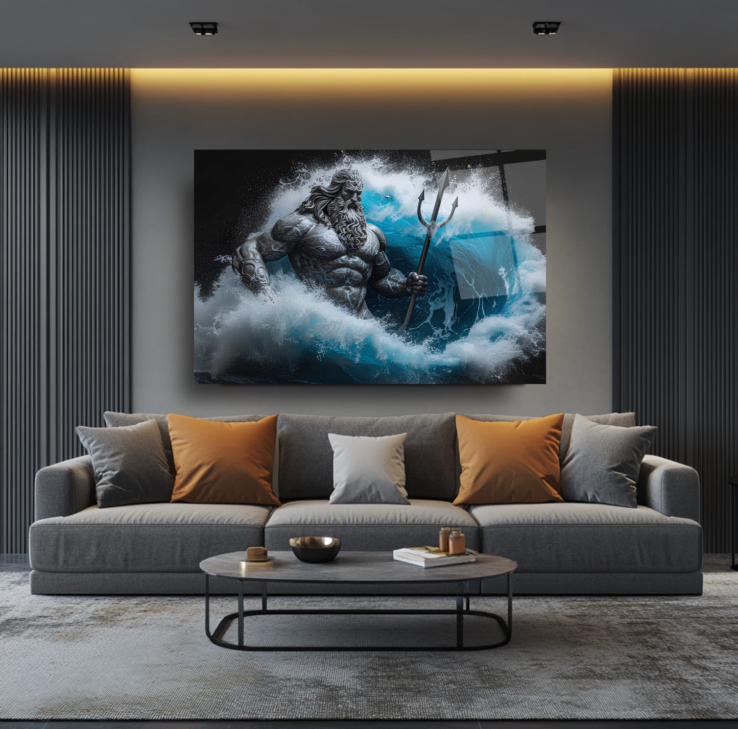 Poseidon Heykeli Cam Tablo