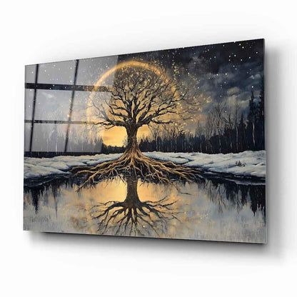 Hayat Ağacı Manzarası Cam Tablo