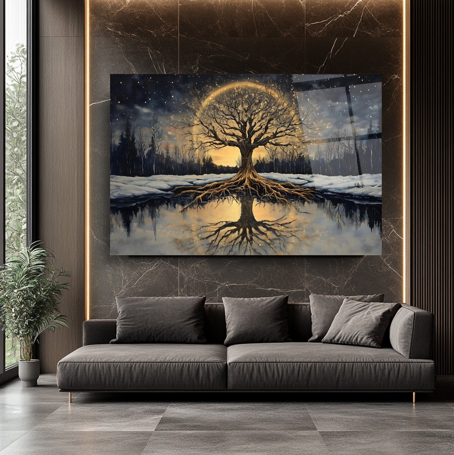 Hayat Ağacı Manzarası Cam Tablo