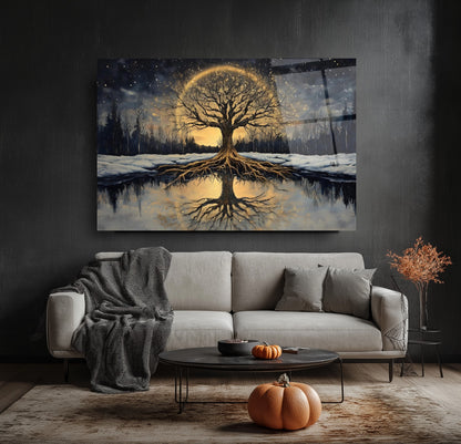 Hayat Ağacı Manzarası Cam Tablo