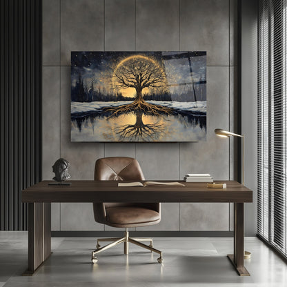 Hayat Ağacı Manzarası Cam Tablo