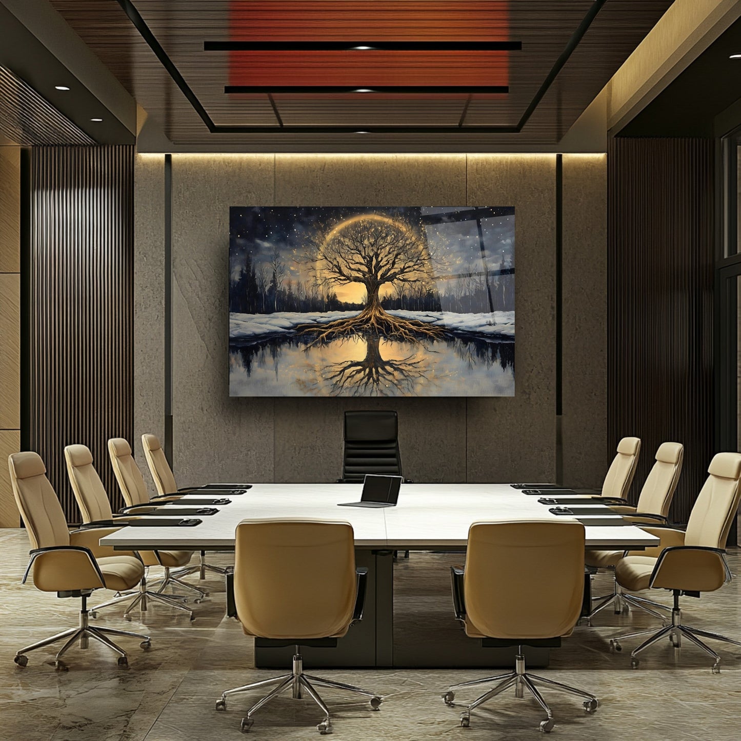 Hayat Ağacı Manzarası Cam Tablo