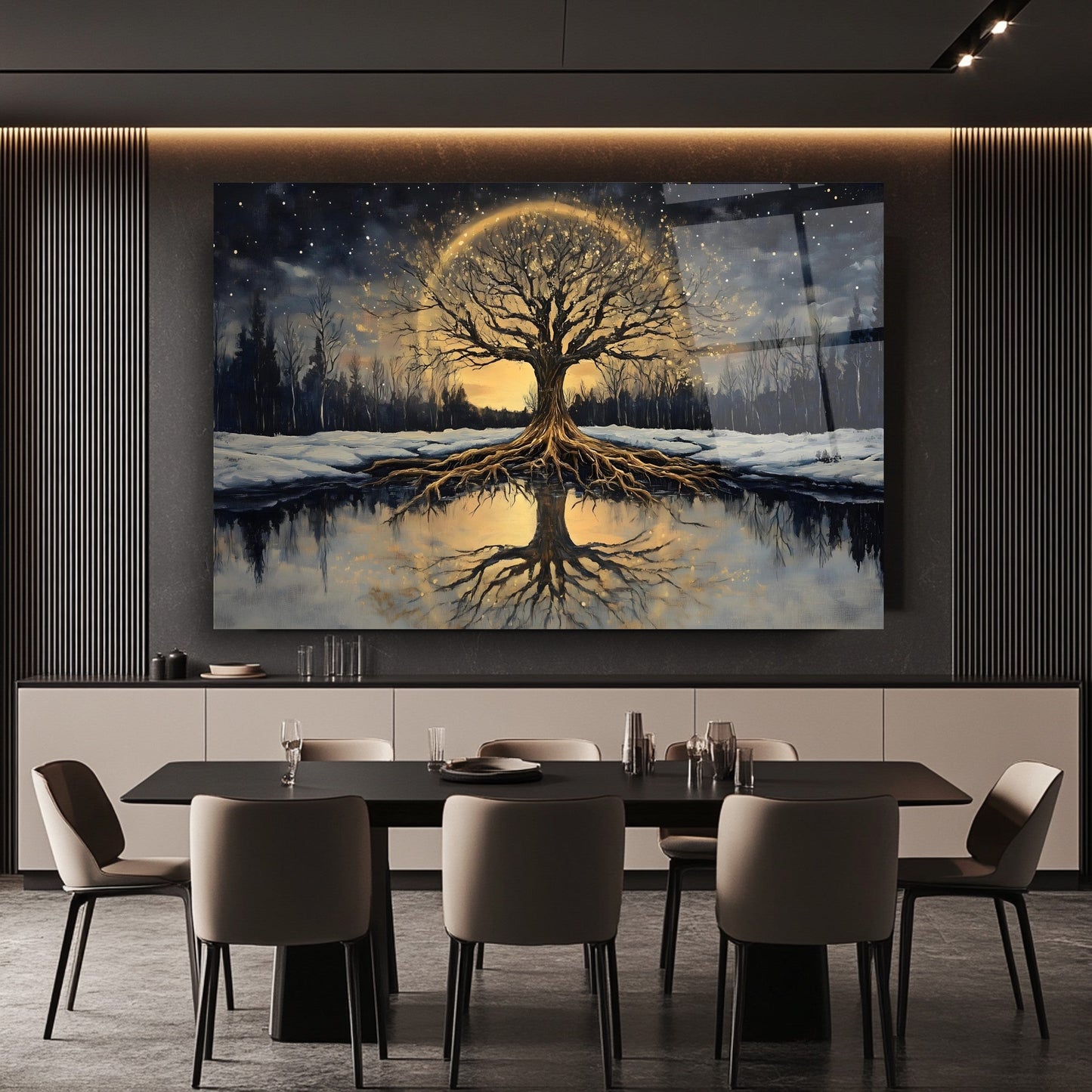 Hayat Ağacı Manzarası Cam Tablo