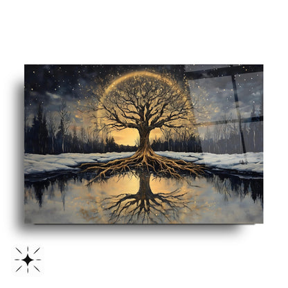 Hayat Ağacı Manzarası Cam Tablo