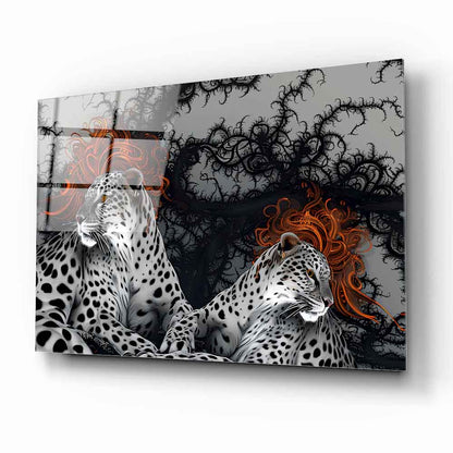 Çifte Leoparlar Cam Tablo