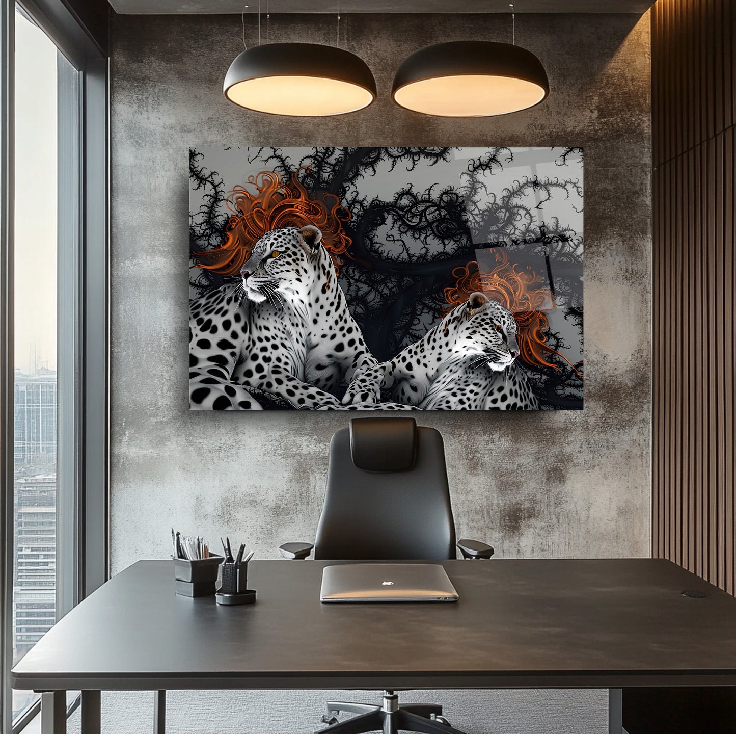 Çifte Leoparlar Cam Tablo