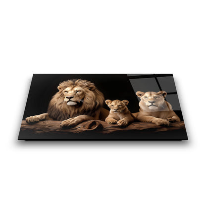 Aslan Ailesi Cam Tablo