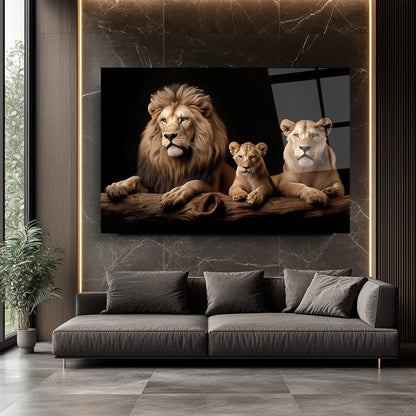 Aslan Ailesi Cam Tablo