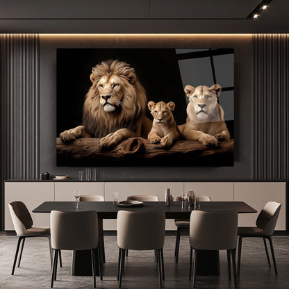 Aslan Ailesi Cam Tablo