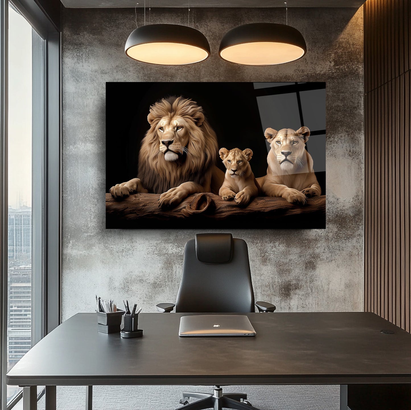 Aslan Ailesi Cam Tablo