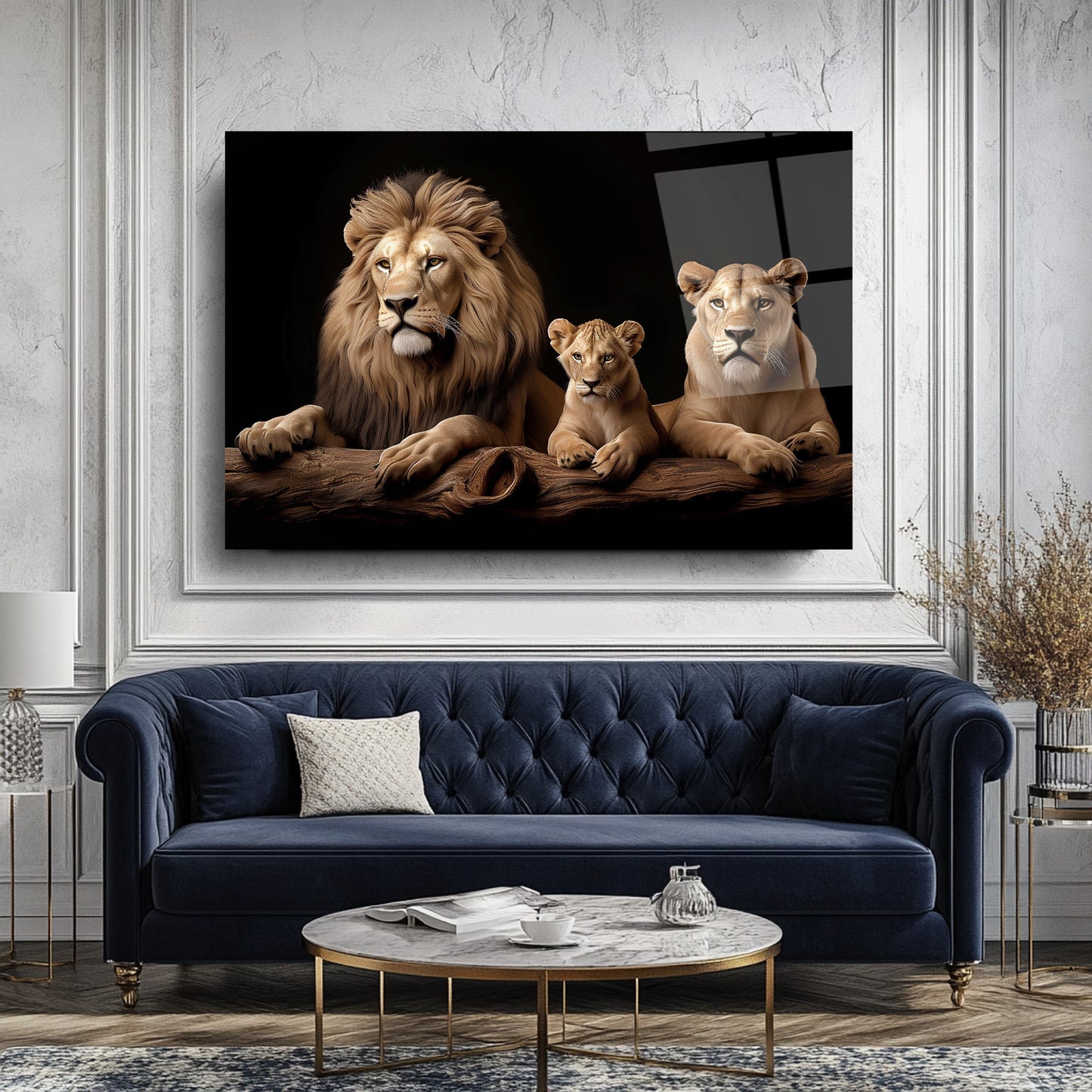 Aslan Ailesi Cam Tablo