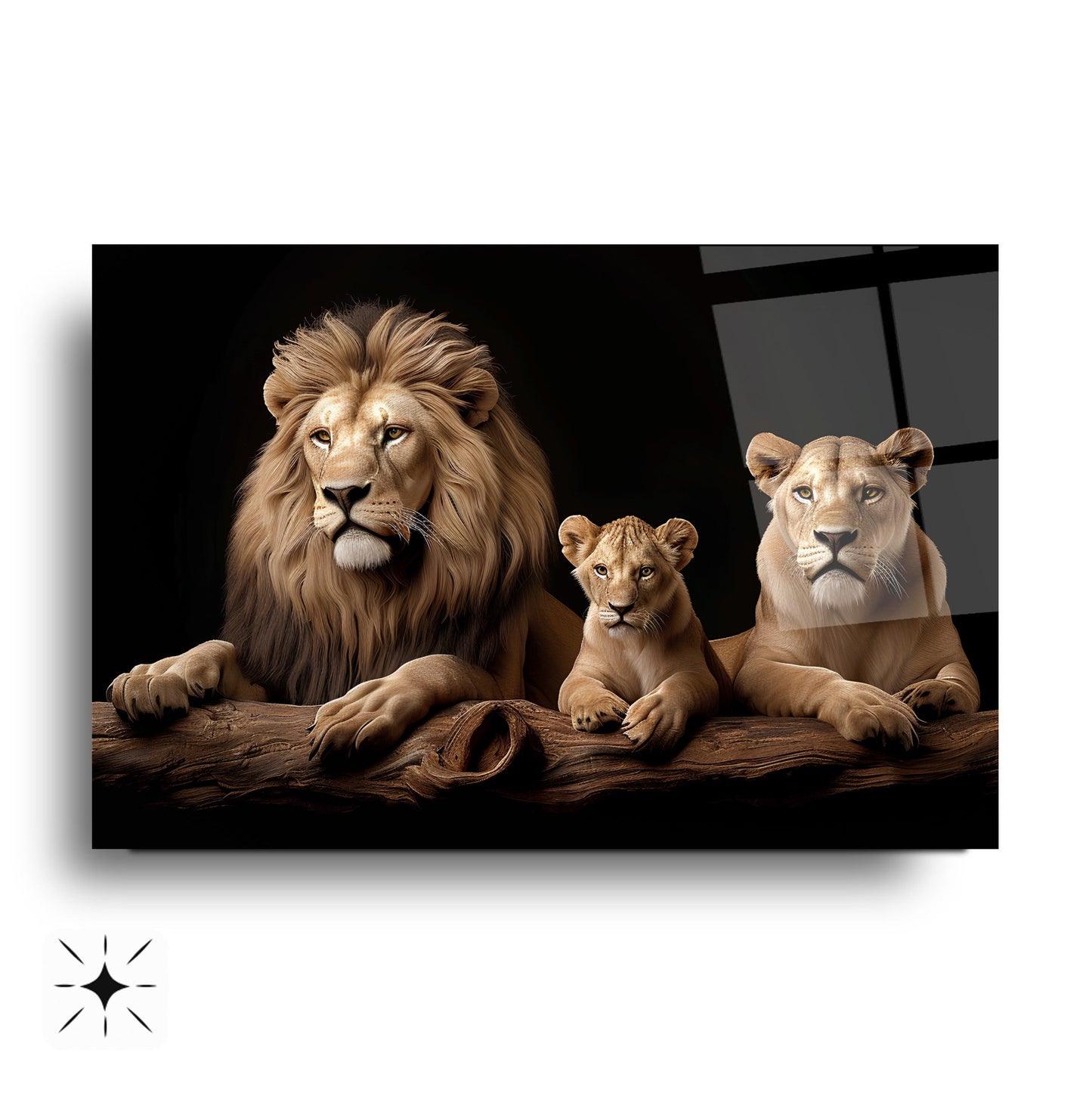 Aslan Ailesi Cam Tablo