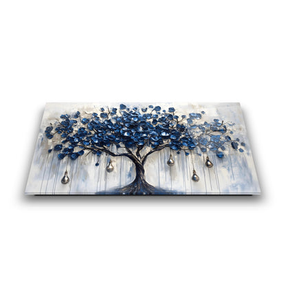 Mavi Hayat Ağacı Cam Tablo