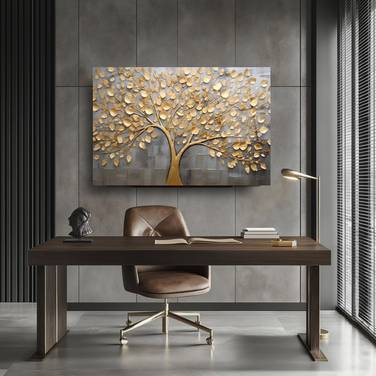 Gold Hayat Ağacı Cam Tablo