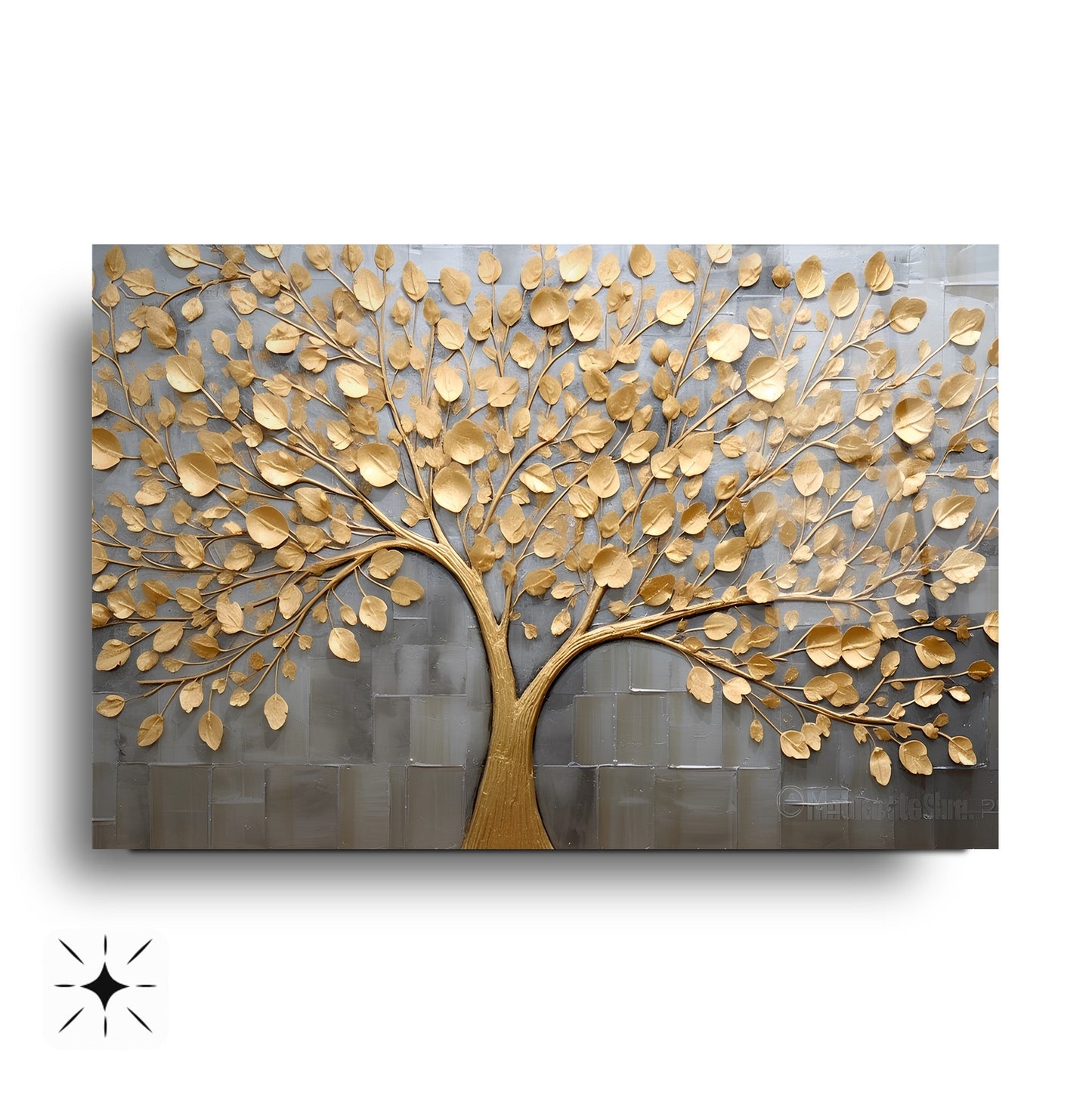 Gold Hayat Ağacı Cam Tablo