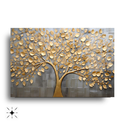 Gold Hayat Ağacı Cam Tablo