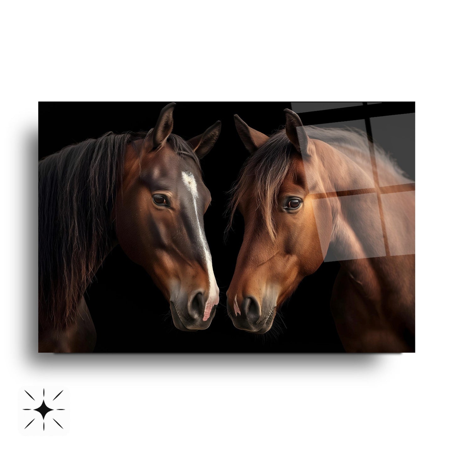 Kahverengi Atlar Cam Tablo