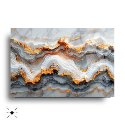 Beyaz Gold Mermer Desen Cam Tablo