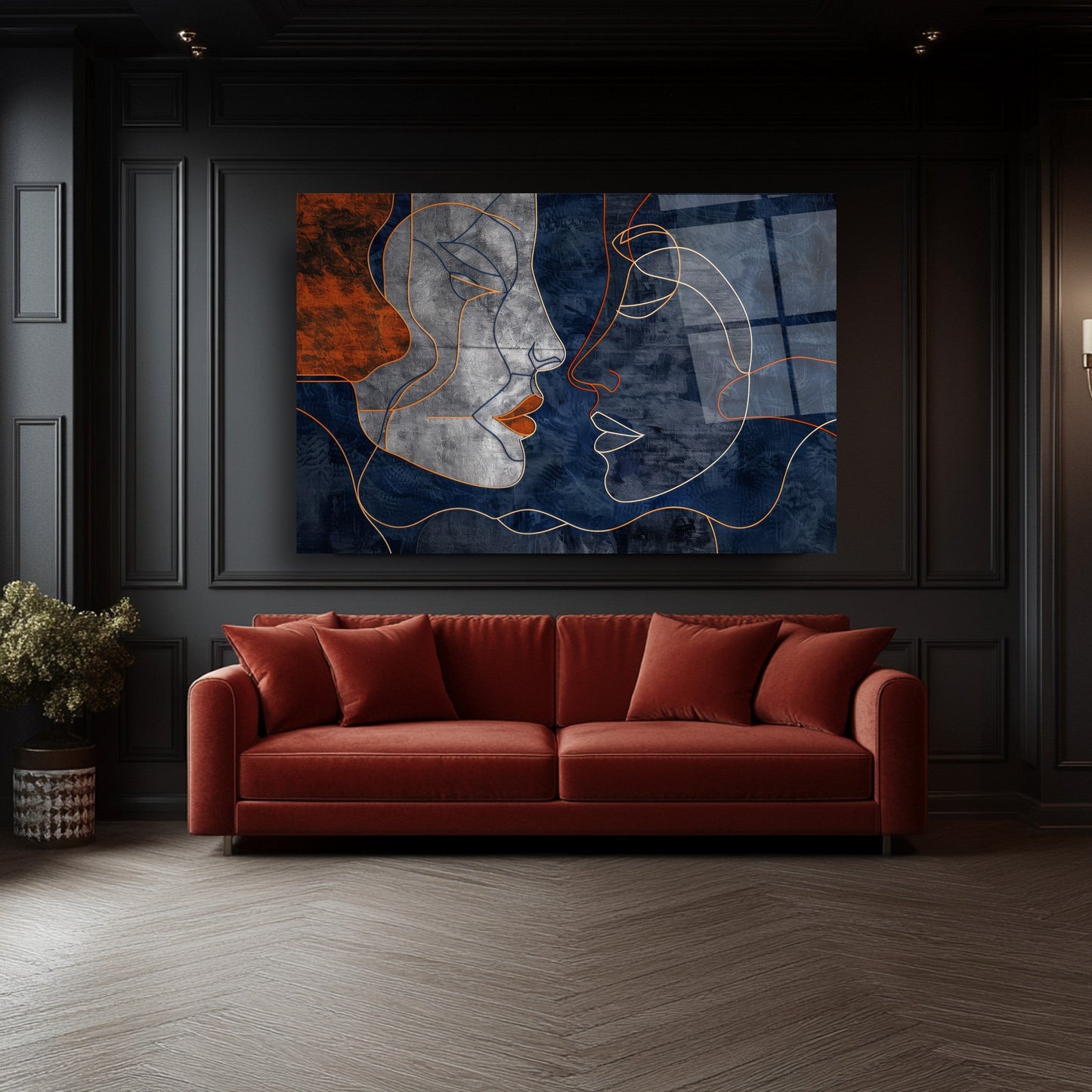 Minimal Yüzler Cam Tablo