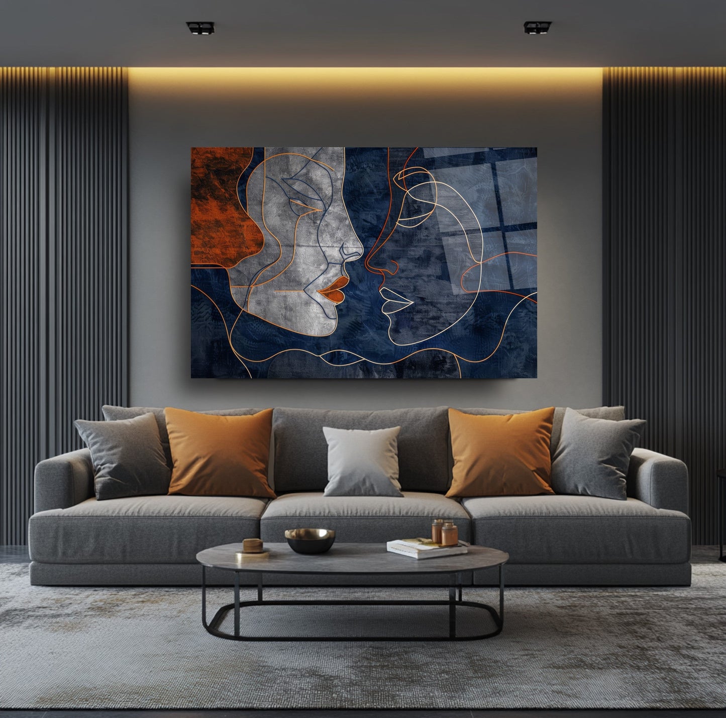 Minimal Yüzler Cam Tablo