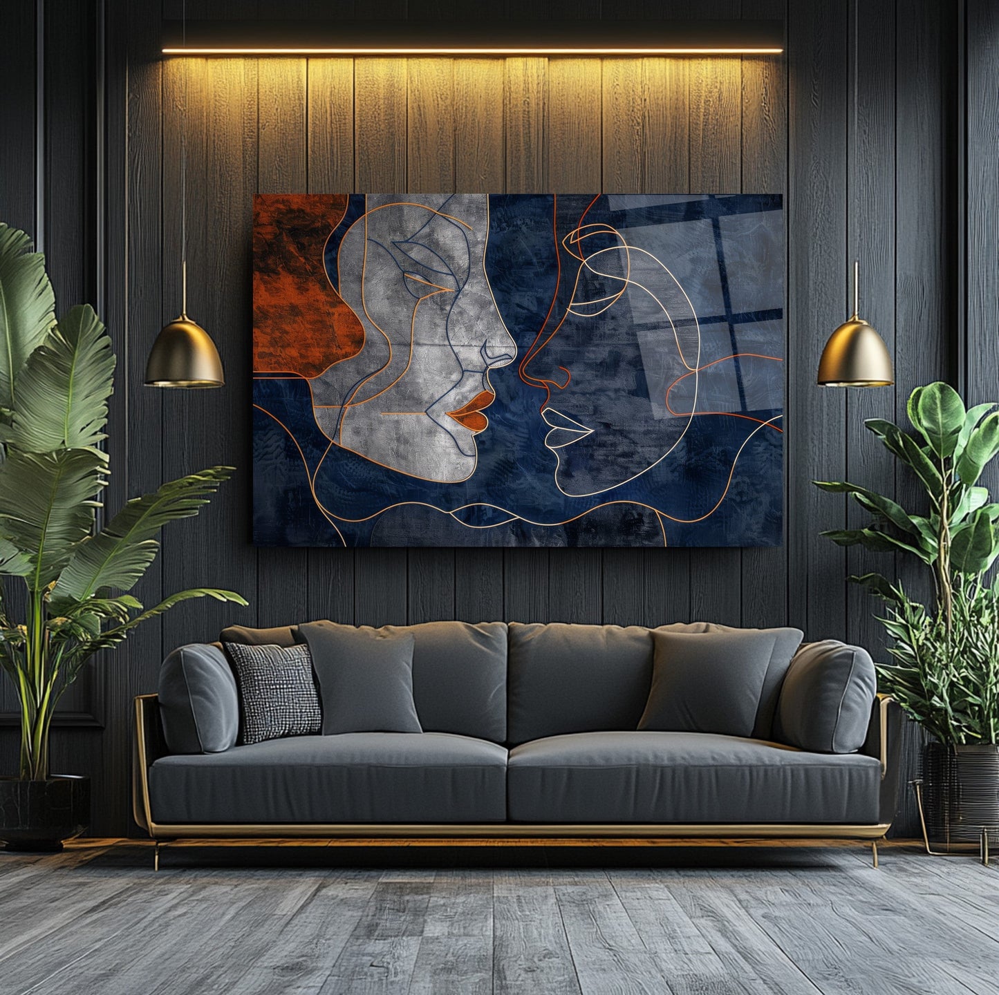 Minimal Yüzler Cam Tablo