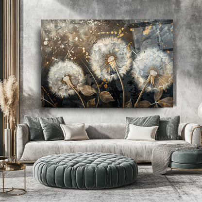 Gold Karahindibalar Cam Tablo