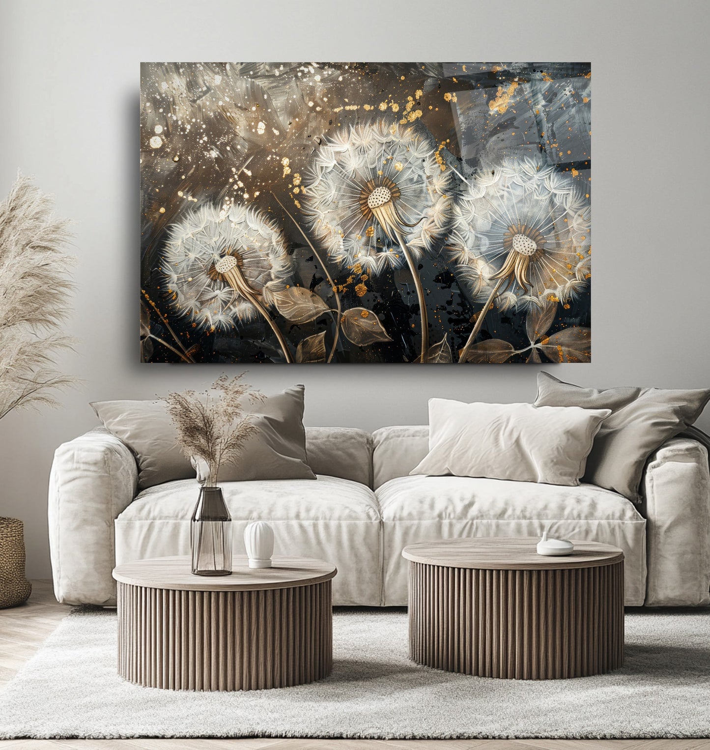 Gold Karahindibalar Cam Tablo