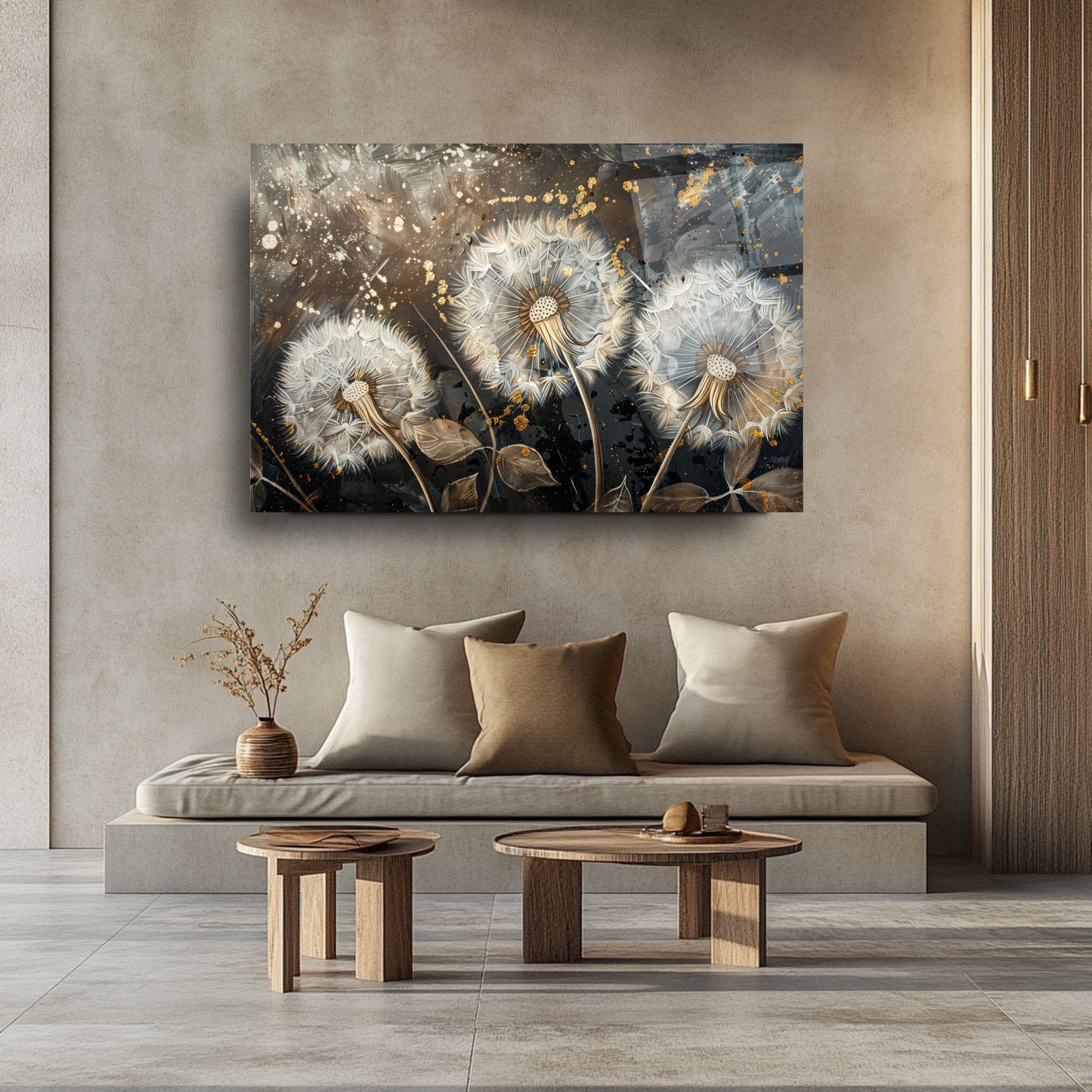 Gold Karahindibalar Cam Tablo