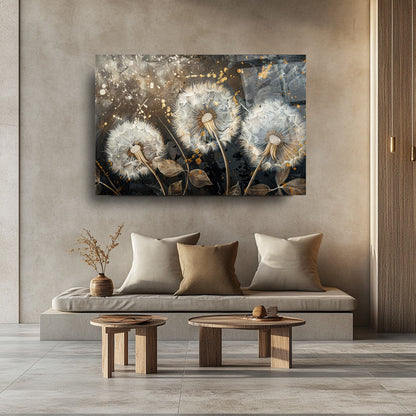 Gold Karahindibalar Cam Tablo