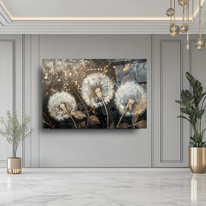 Gold Karahindibalar Cam Tablo