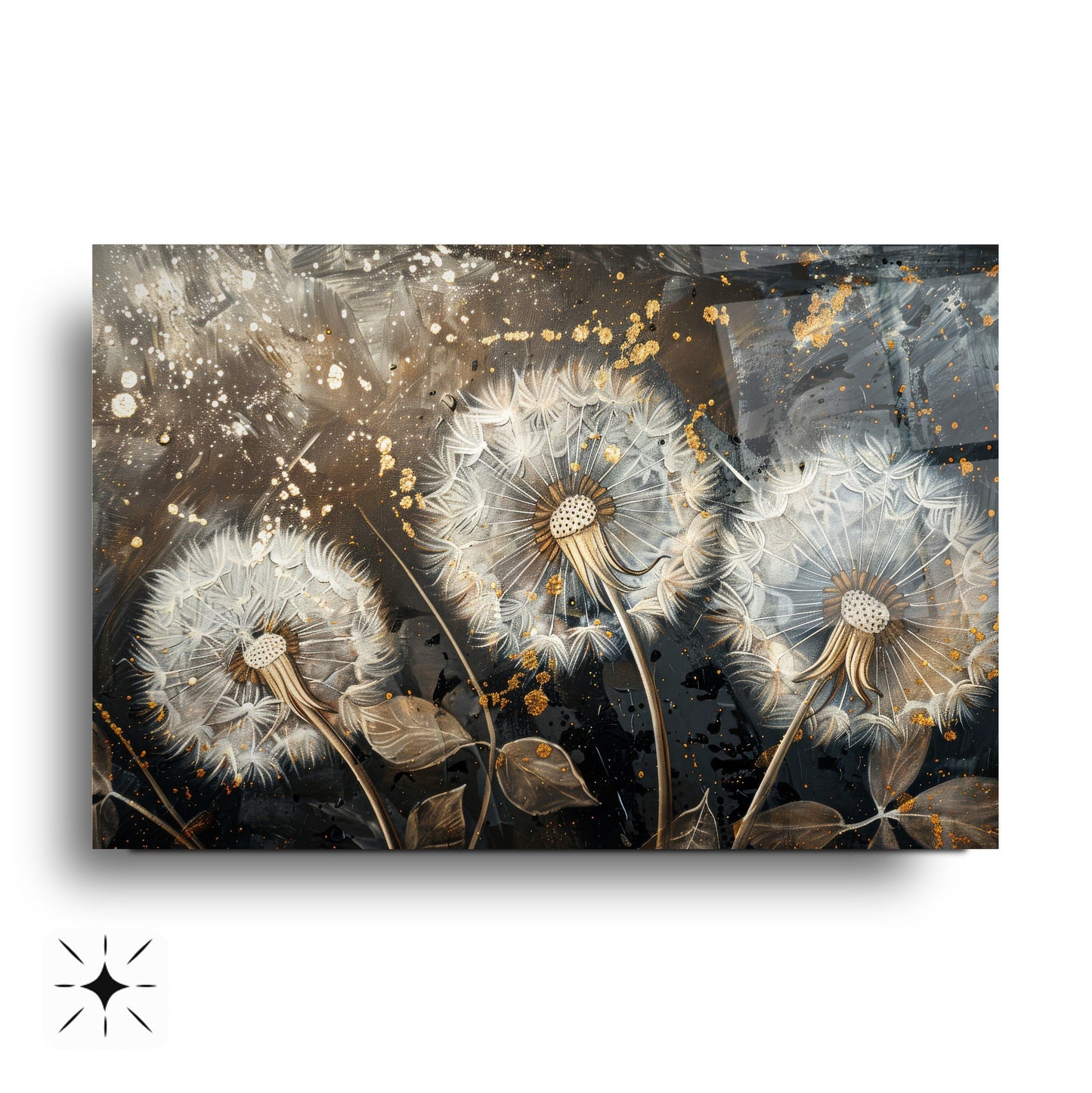 Gold Karahindibalar Cam Tablo