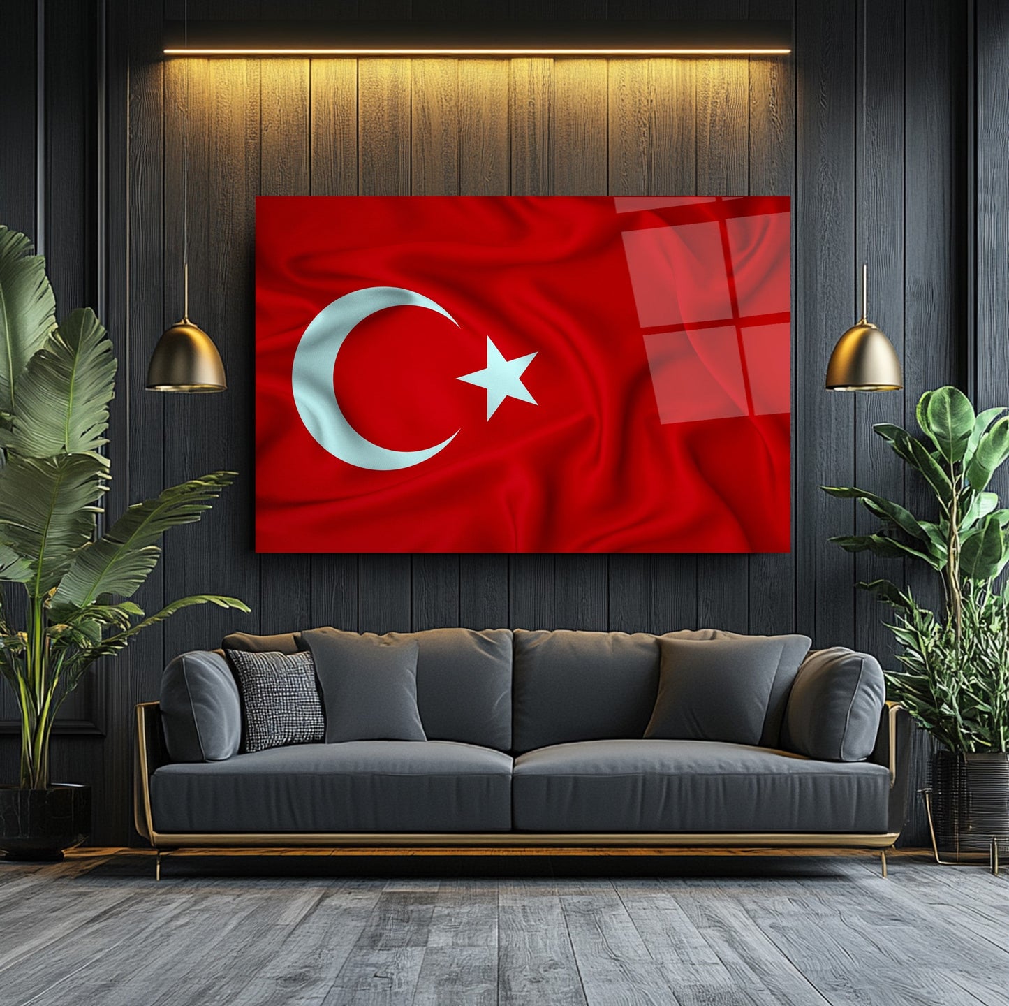 Dalgalı Bayrak Cam Tablo