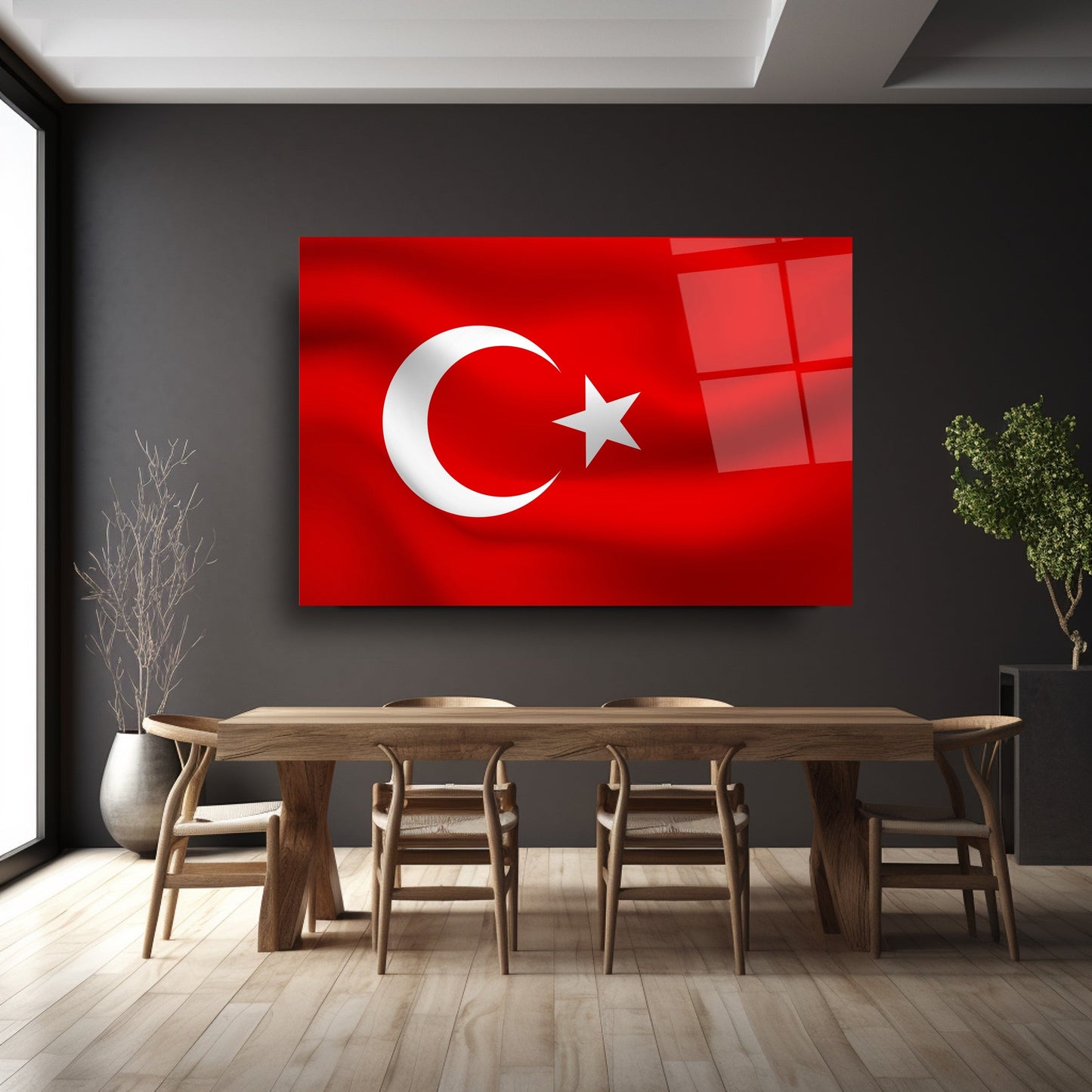 Dalgalı Bayrak Cam Tablo