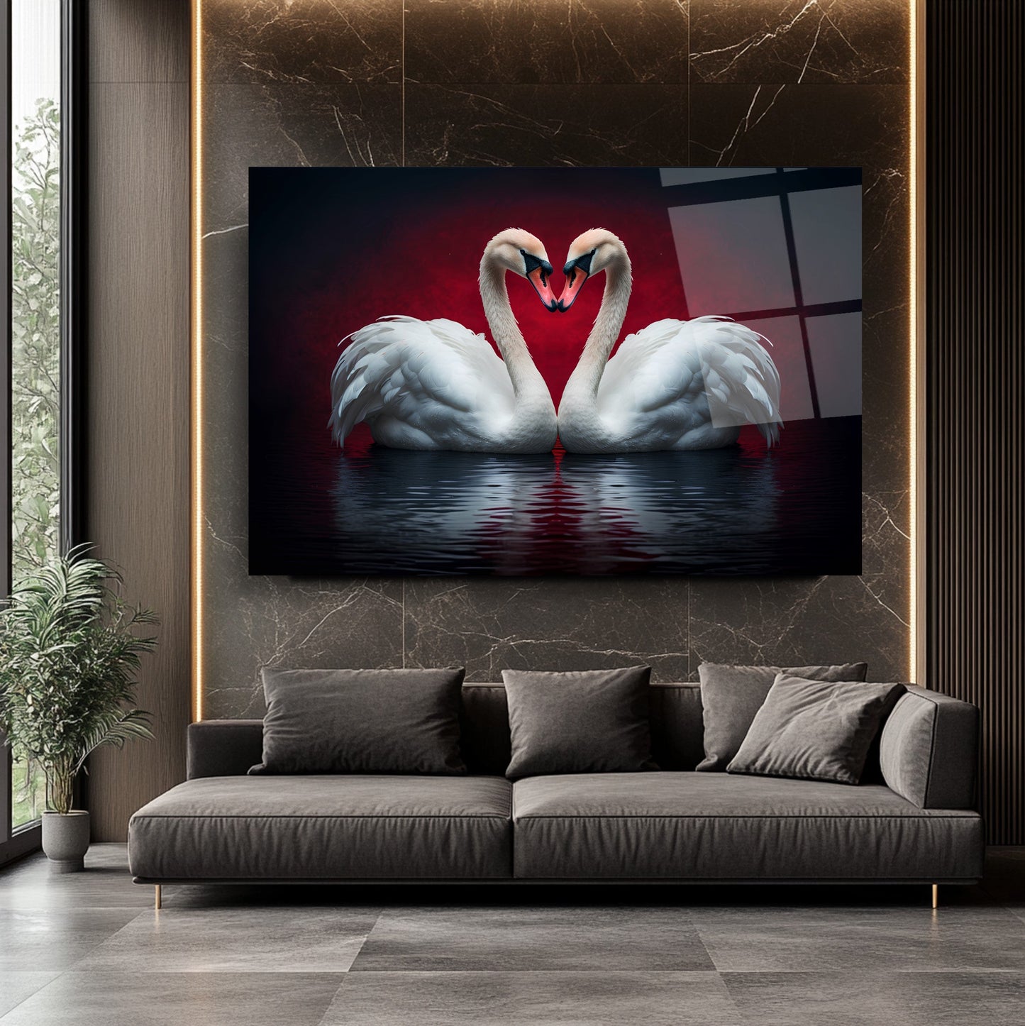 Çifte Kuğular Cam Tablo