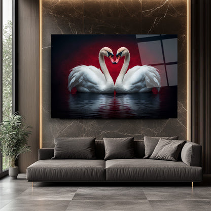 Çifte Kuğular Cam Tablo