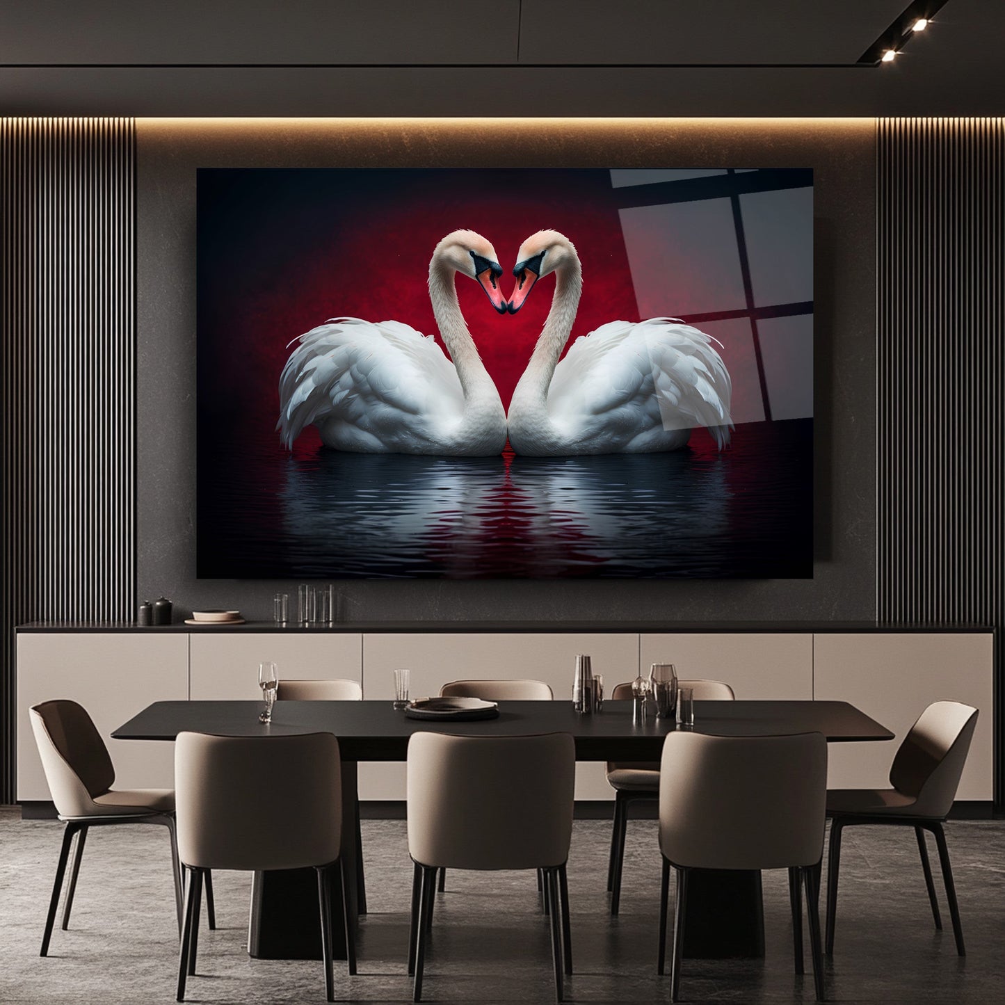 Çifte Kuğular Cam Tablo