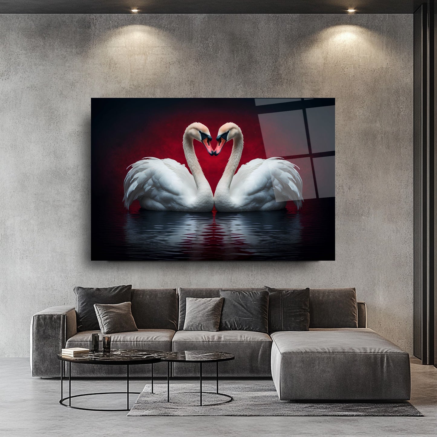 Çifte Kuğular Cam Tablo