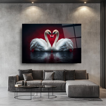 Çifte Kuğular Cam Tablo