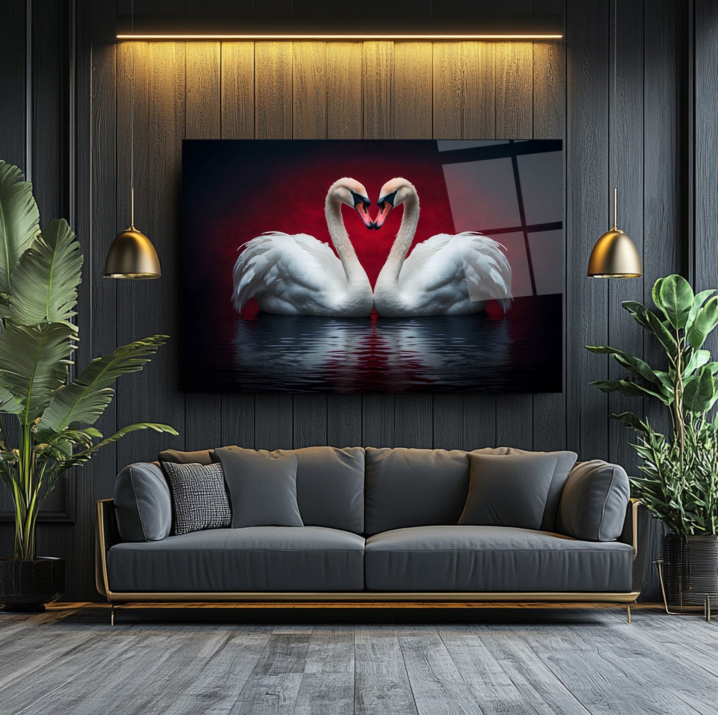 Çifte Kuğular Cam Tablo