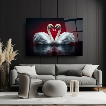 Çifte Kuğular Cam Tablo