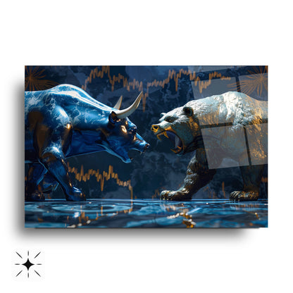 Boğa ve Ayı Cam Tablo