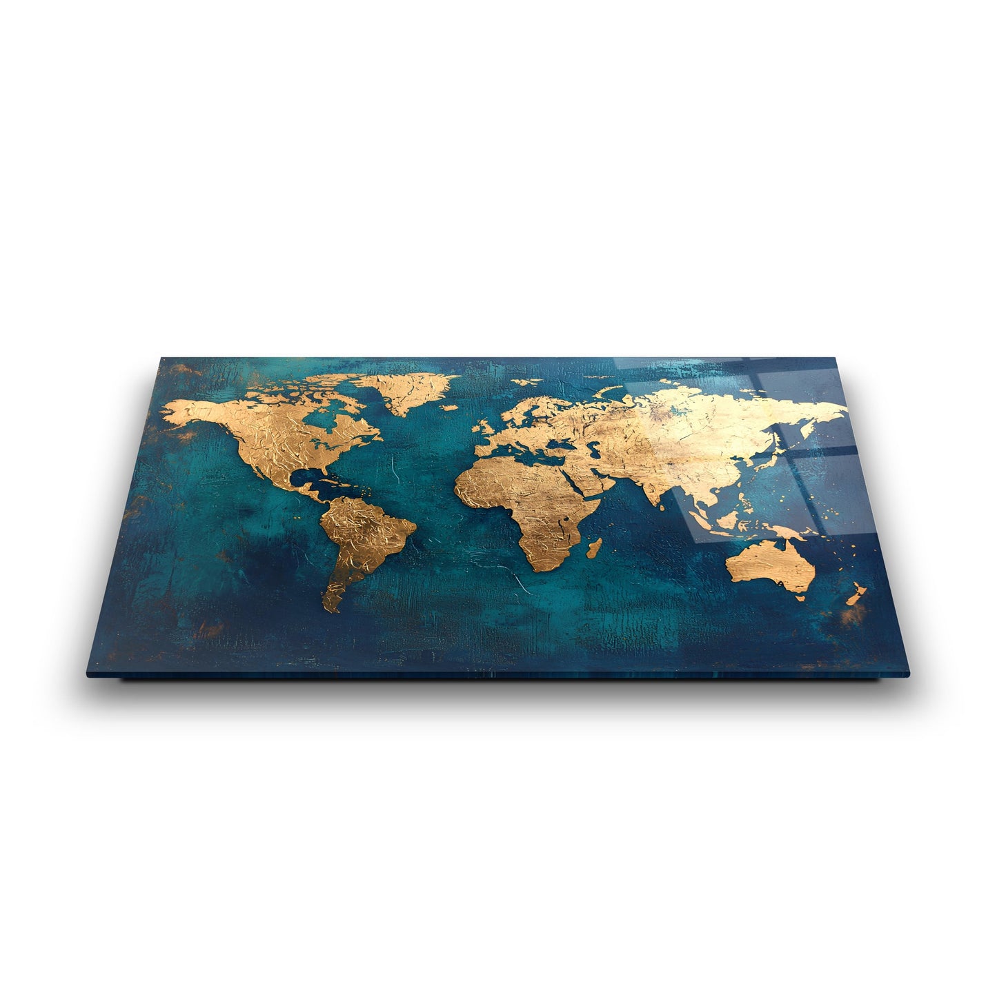Gold Dünya Haritası Cam Tablo
