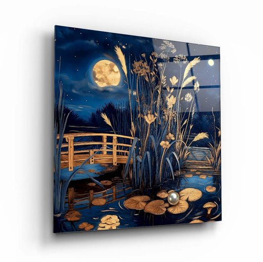 Gece Manzarası Kare Cam Tablo