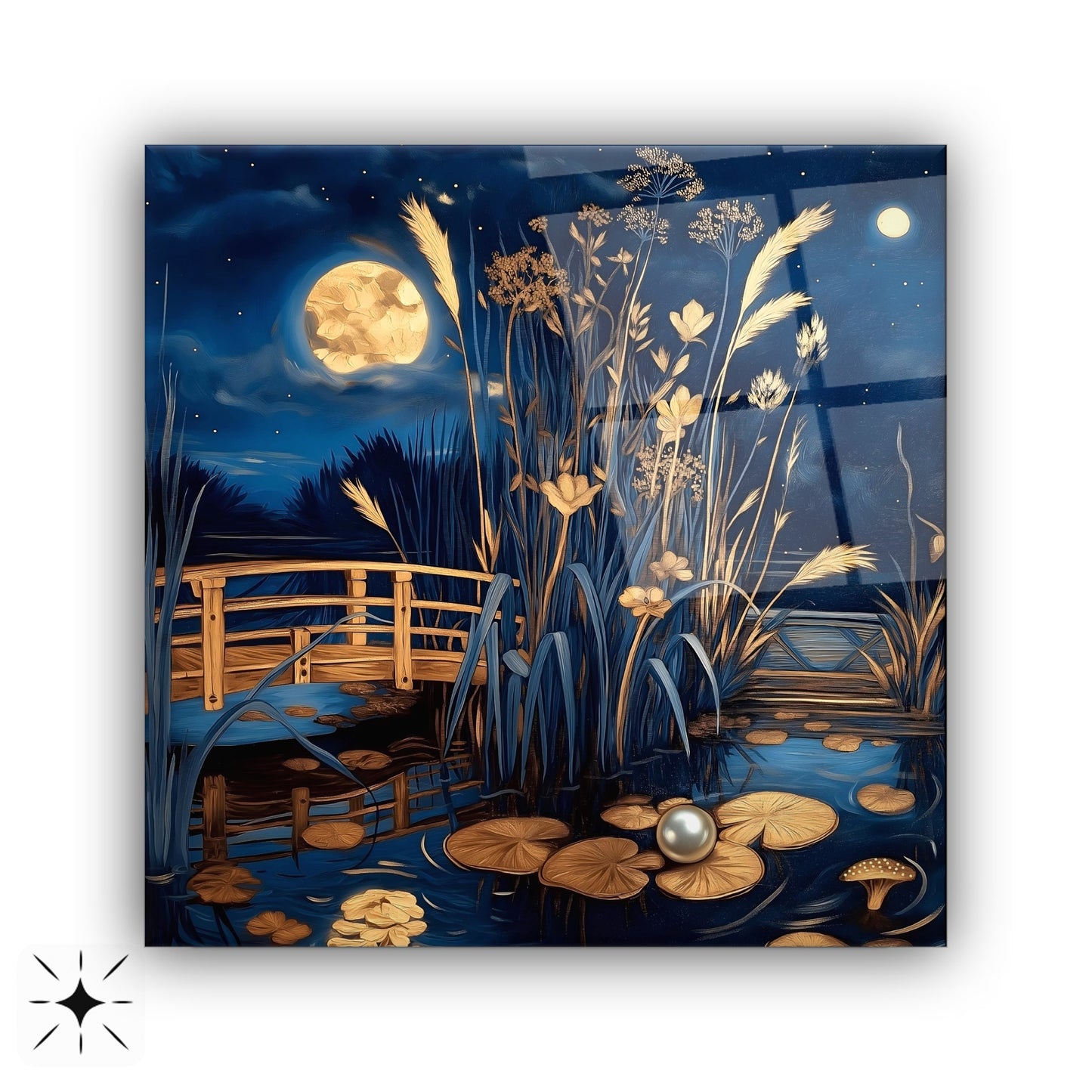 Gece Manzarası Kare Cam Tablo