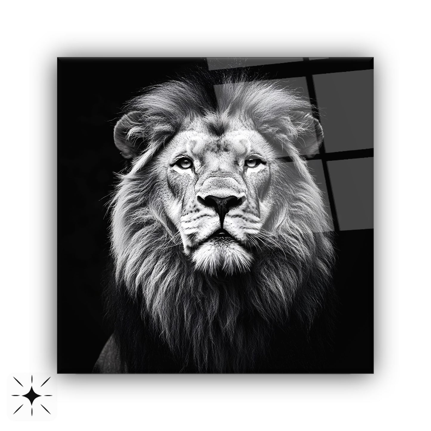 Aslan Portresi Kare Cam Tablo