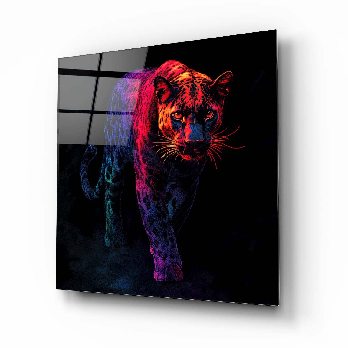 Neon Leopar Kare Cam Tablo