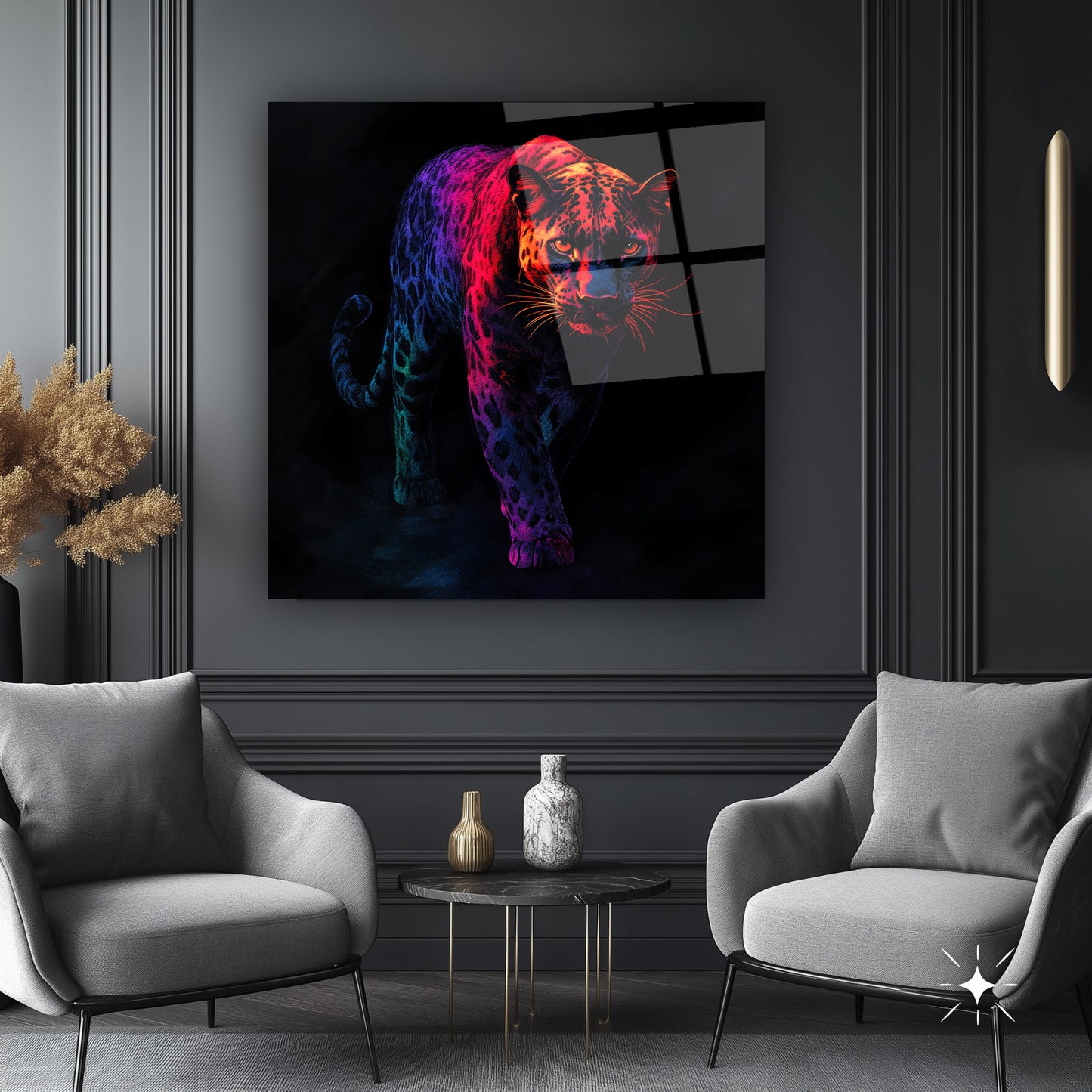 Neon Leopar Kare Cam Tablo