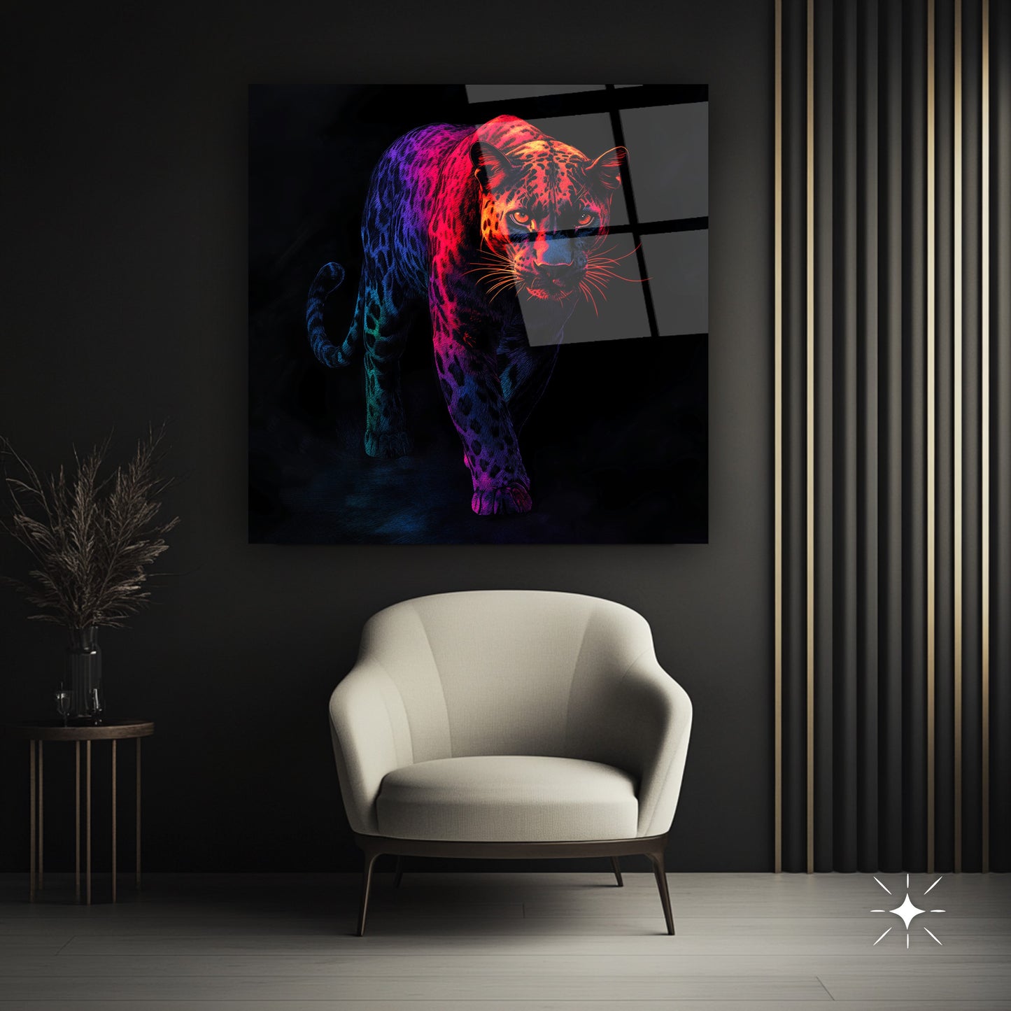 Neon Leopar Kare Cam Tablo