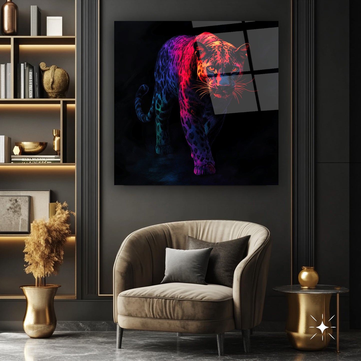 Neon Leopar Kare Cam Tablo
