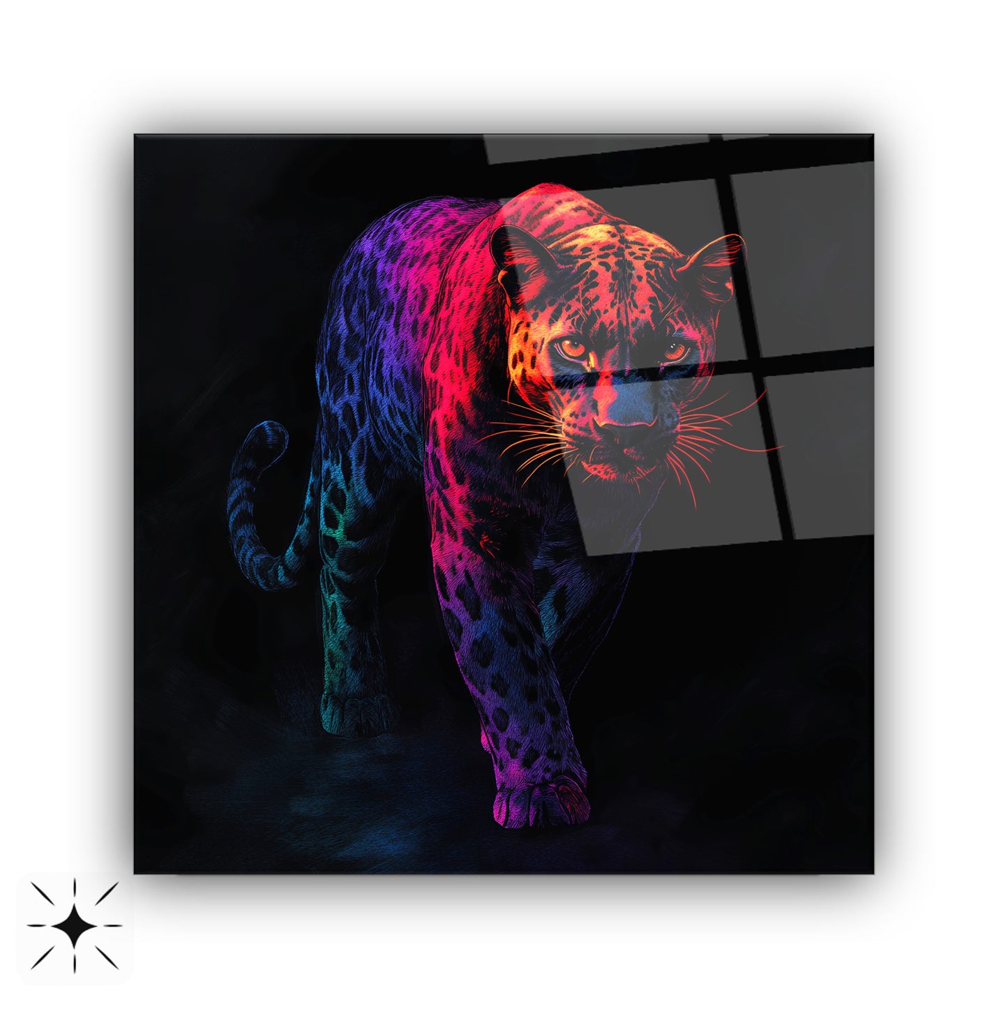 Neon Leopar Kare Cam Tablo